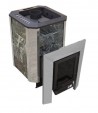 Печь для бани Пегас 26 нерж со стеклом в камне змеевик