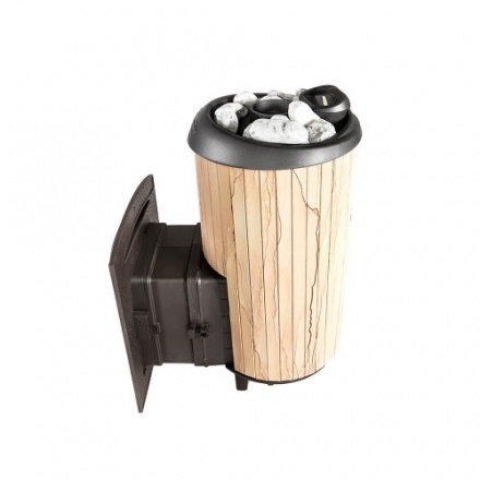 Печь банная ProMetall Атмосфера XL в ламелях Окаменевшее дерево