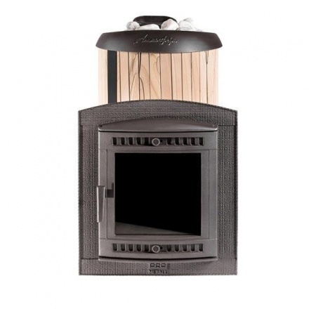 Печь банная ProMetall Атмосфера L+ в ламелях Окаменевшее дерево наборный рисунок