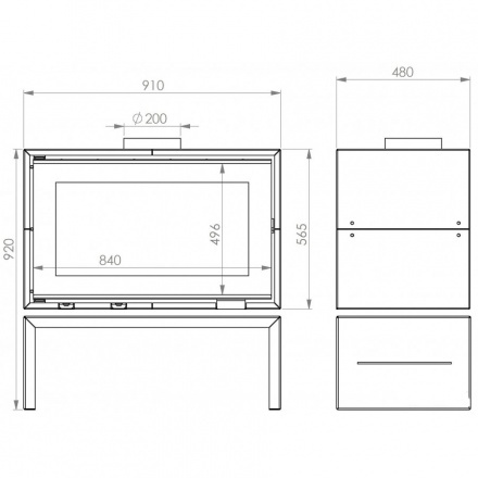 Печь-камин A. Caminetti PANORAMA 90