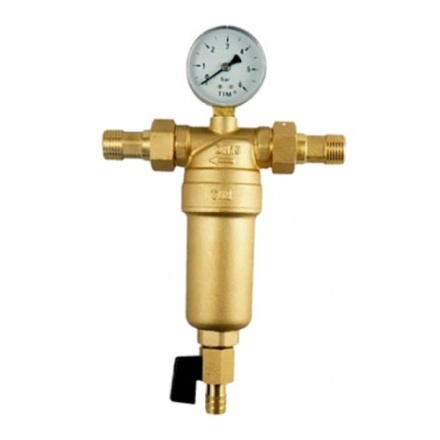 Фильтр TIM JH-1001 промывной с манометром 1/2″ (для горячей воды)