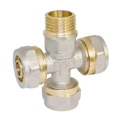 Крестовина обжимная 16x16x16x½"M PROFACTOR 