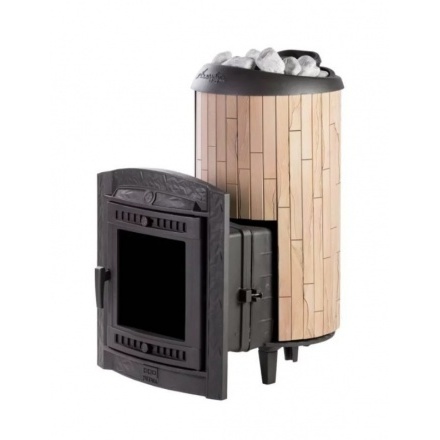 Печь для бани ProMetall Атмосфера XL+ Ламели Окаменевшее дерево наборный рисунок