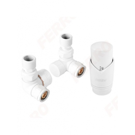 Комплект термостатический угловой GT30 1/2" белый Ferro