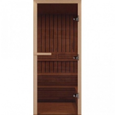 Дверь для бани ComfortProm 700х1900 БРОНЗА ПРОЗРАЧНАЯ коробка ОСИНА