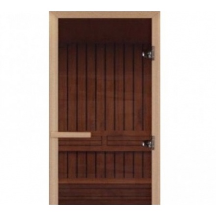 Дверь для бани ComfortProm 700х1900 БРОНЗА ПРОЗРАЧНАЯ коробка ОСИНА