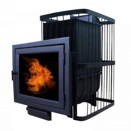 Печь банная ComfortProm РЕТРО ЧУГУН закрытая каменка панорама 26 м3