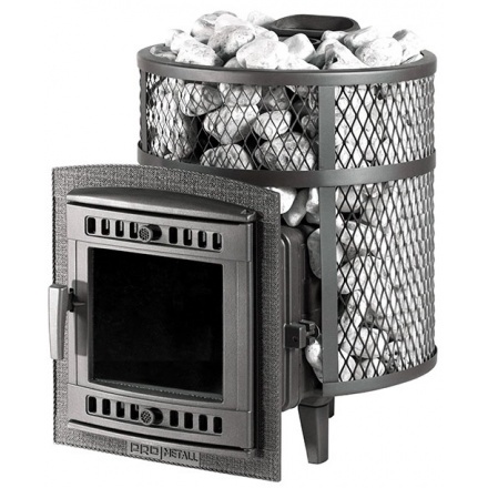 Печь для бани ProMetall Атмосфера М короткий топливный тоннель сетка нержавейка