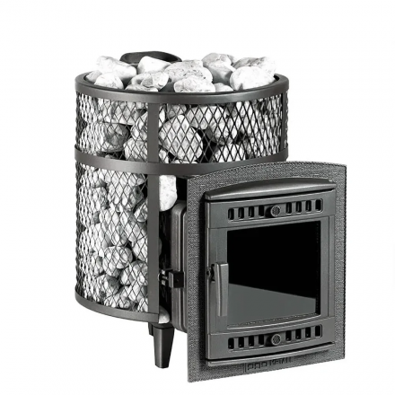 Печь для бани ProMetall Атмосфера М короткий топливный тоннель сетка нержавейка