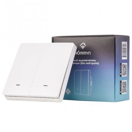 Выключатель Hommyn настенный zigbee 2 клавиши (без нейтрали) SWZBNN02W