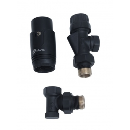 Комплект радиаторный с термоголовкой Forsu 1/2 осевой черный
