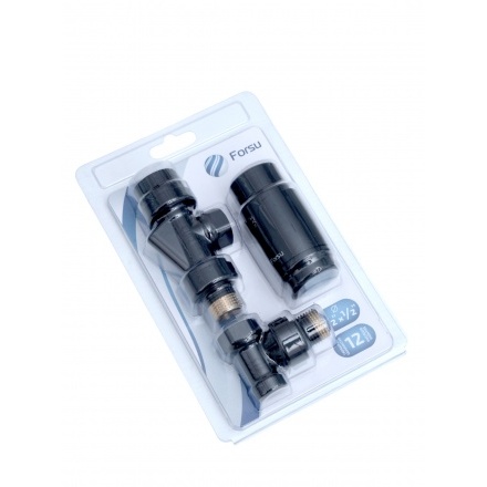 Комплект радиаторный с термоголовкой Forsu 1/2 осевой черный