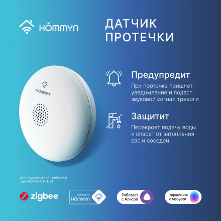 Комплект два датчика протечки и хаб Старт HOMMYN W2HOMKIT01