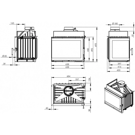 Каминная топка NORDflam Trent EKO правая