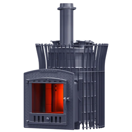 Печь для бани Гефест Авангард ЗК 35 (П2) Ураган в сетке Тюльпан