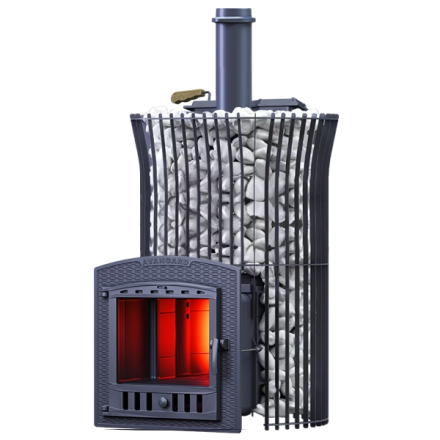 Печь для бани Гефест Авангард ЗК 40 (П2) Ураган в сетке Тюльпан