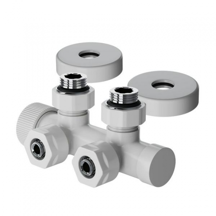 Узел нижнего подключения термостатический угловой Royal Thermo Design Pro 15мм М30х1,5 (Белый)