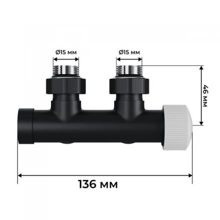 Узел нижнего подключения термостатический угловой Royal Thermo Design Pro 15мм М30х1,5 (Черный)