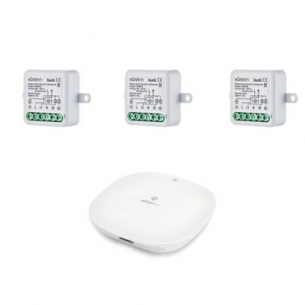 Комплект три умных реле (2 канала с нейтралью) и хаб HOMMYN RN02HOMKIT11