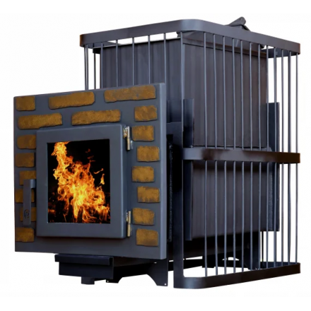 Банная печь ComfortProm сталь 8 мм закрытая каменка (до 20 м. куб.) дверь со стеклом декор