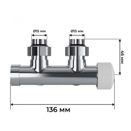 Узел нижнего подключения термостатический угловой Royal Thermo Design Pro 15мм М30х1,5 (Хром)