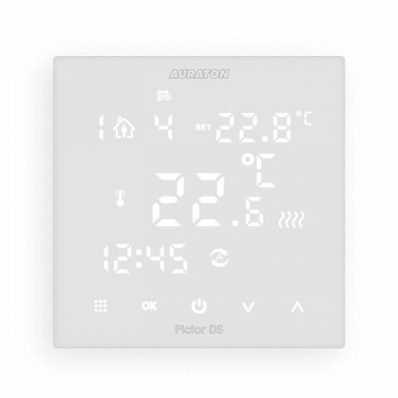 Проводной недельный регулятор температуры Auraton PICTOR DS (белый)