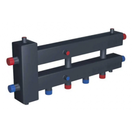 Гидравлический разделительный узел с коллектором ГРУ+КМГ 60-3ВН сталь с 3-мя кронштейнами RISPA