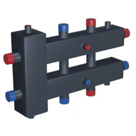 Гидравлический разделительный узел с коллектором ГРУ+КМГ 60-3ВУ сталь с 3-мя кронштейнами RISPA