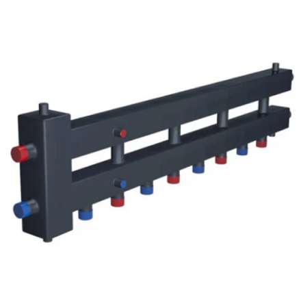 Гидравлический разделительный узел с коллектором ГРУ+КМГ 60-5ВН сталь с 3-мя кронштейнами RISPA