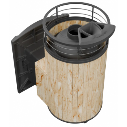 Банная печь ProMetall Атмосфера L Окаменевшее дерево ламель+сетка  с тоннелем