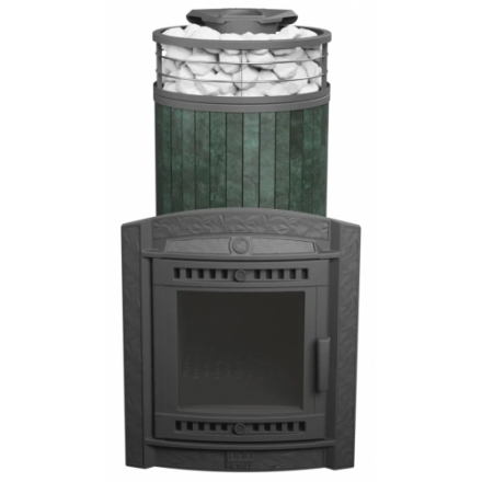 Банная печь ProMetall Атмосфера XL Верде Гватемала ламель+сетка с тоннелем