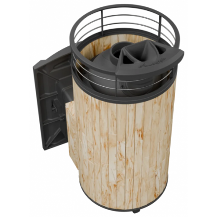 Банная печь ProMetall Атмосфера XL Окаменевшее дерево ламель+сетка с тоннелем