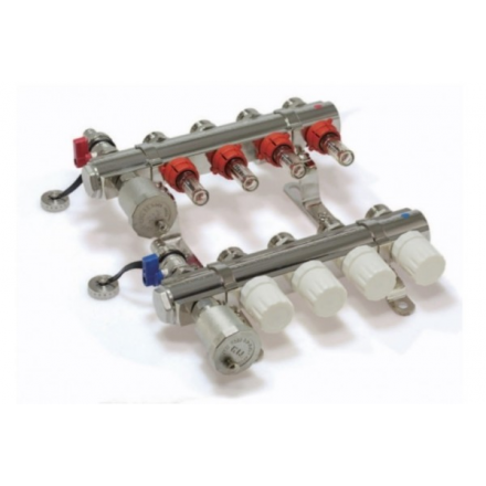 Коллектор из латуни в сборе расходомер, воздухоотводчик, сливной кран TIM