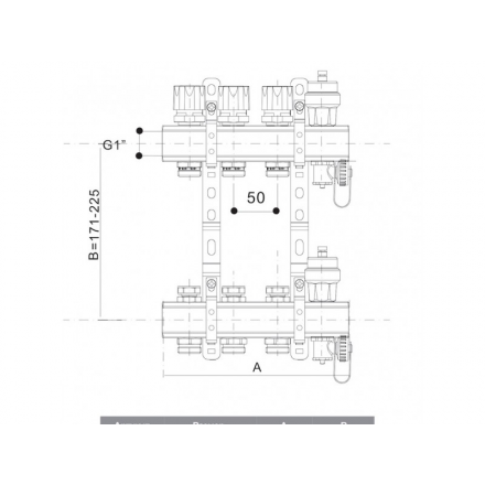 Коллектор из латуни без расходомеров и кран TIM