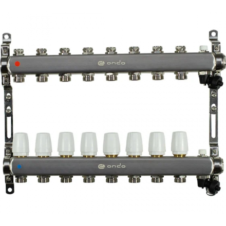 Коллекторная группа в сборе с термостатическими и запорными клапанами ONDO