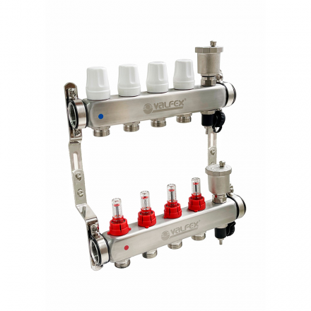 Коллекторная группа Valfex из нержавеющей стали с регулирующими клапанами и расходомерами