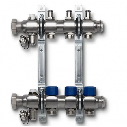 Коллектор Sanha нержавеющая сталь без расходомера и термостатическим клапаном