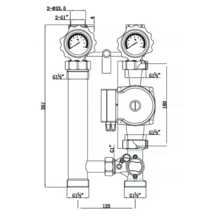 Насосная группа прямого контура VIEIR без насоса (VR216-25/6)