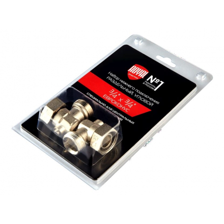 Набор нижнего подключения из 2х узлов Royal Thermo 3/4" накидная гайка-евроконус угловых одинарных