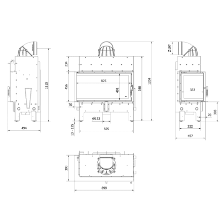 Каминная топка Kratki FLOKI L левая 12кВт