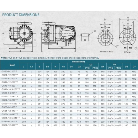 Циркуляционный насос GRANDFAR GS 40-18.5-250 TF