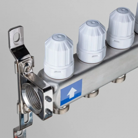 Коллекторная группа VALTEC 1 3/4 (3-12 вых.) с регулирующими клапанами и расходомерами, евроконус