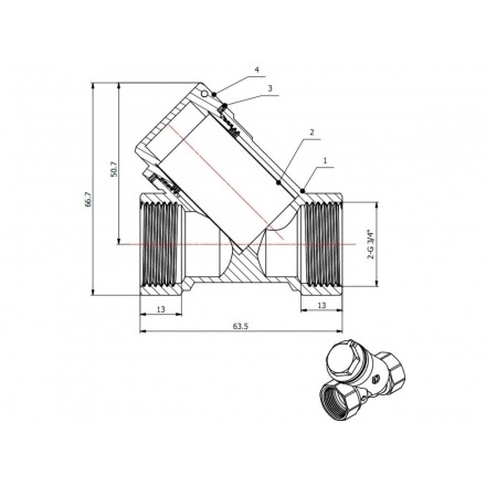 Фильтр косой латунный 3/4" AV ENGINEERING (AVE3680134)