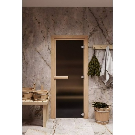 Дверь стеклянная для бани Cooper STANDART 1900x800 бронза матовая (коробка ольха)