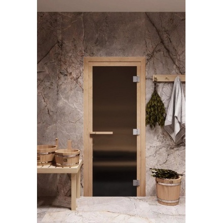 Дверь стеклянная для бани Cooper PRO 1900x715 бронза матовая (коробка ольха)