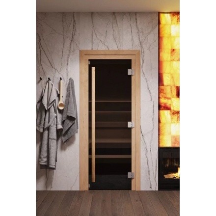 Дверь стеклянная для бани Cooper PREMIUM 1900x715 бронза (коробка ольха)