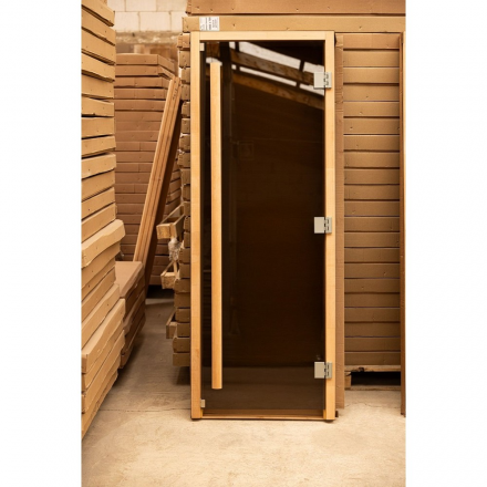 Дверь стеклянная для бани Cooper PREMIUM 1900x715 бронза матовая (коробка ольха)