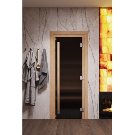 Дверь стеклянная для бани Cooper PREMIUM 1900x715 бронза матовая (коробка ольха)