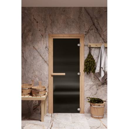 Дверь стеклянная для бани Cooper STANDART 1800x700 графит матовая (коробка ольха)