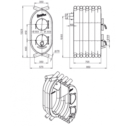Печь отопительная ВЕЗУВИЙ АОГТ 600